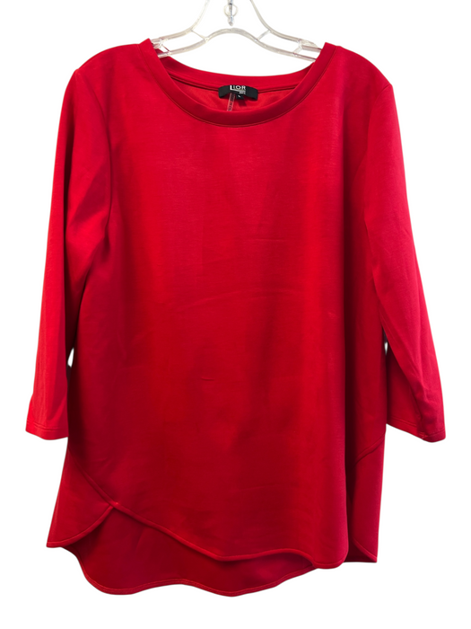 Lior Paris Size Large Red Polyester & Viscose Round Neck 3/4 Sleeve Tunic Top Red / Large