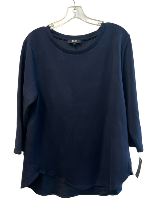 Lior Paris Size Large Navy Polyester & Viscose Round Neck 3/4 Sleeve Tunic Top Navy / Large