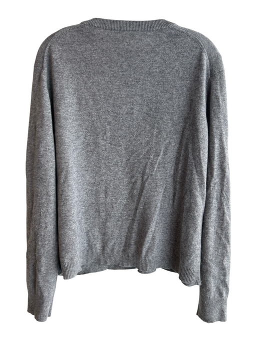 Jenni Kayne Size XL Dove Gray Cashmere Long Sleeve V Neck Ribbed Accents Sweater Dove Gray / XL