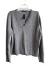 Jenni Kayne Size XL Dove Gray Cashmere Long Sleeve V Neck Ribbed Accents Sweater Dove Gray / XL