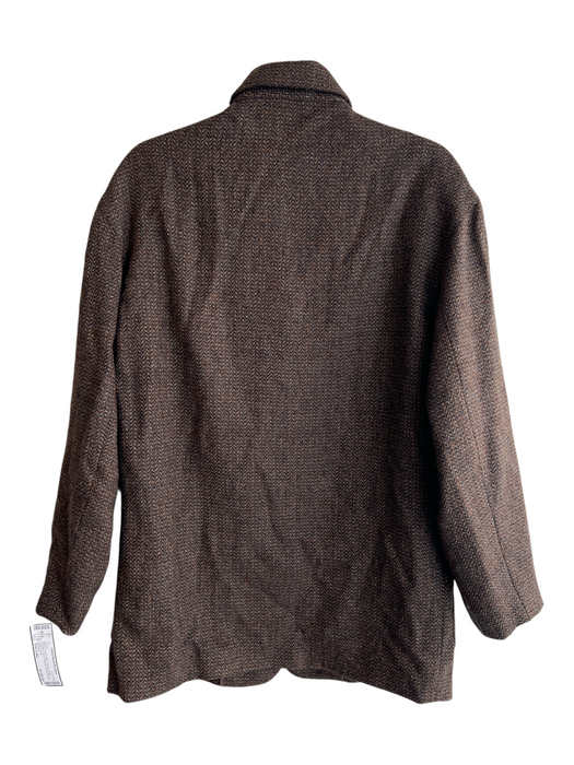 Industria Size Est L/XL Brown Lambs Wool Tweed Single Breasted Lined Jacket Brown / Est L/XL