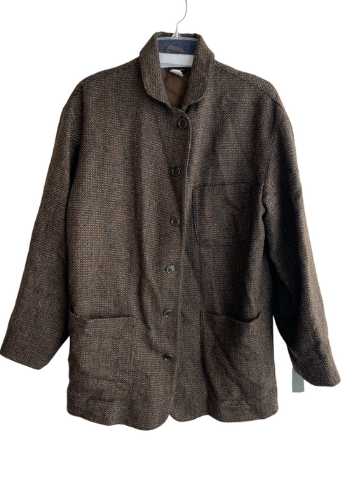 Industria Size Est L/XL Brown Lambs Wool Tweed Single Breasted Lined Jacket Brown / Est L/XL