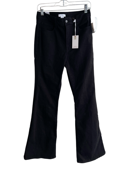 Good American Size 10/30 Black Cotton Blend 5 Pocket Zip Fly Flare Jeans Black / 10/30