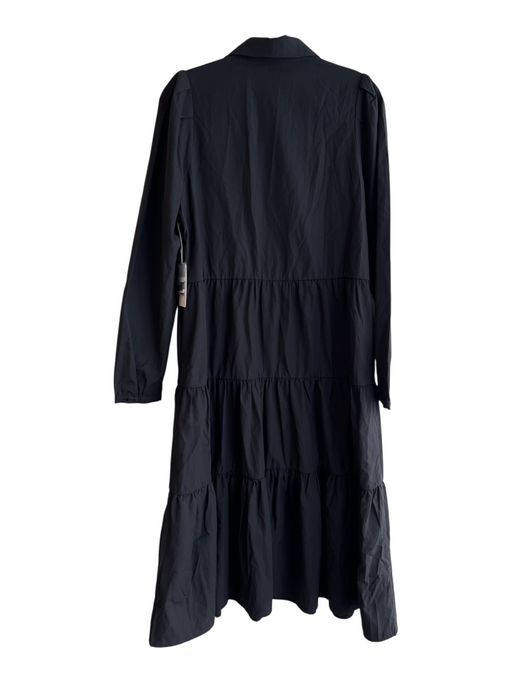 Brochu Walker Size Medium Black Polyester Collared Button Down Tiered Maxi Dress Black / Medium