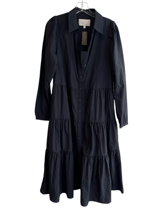 Brochu Walker Size Medium Black Polyester Collared Button Down Tiered Maxi Dress Black / Medium