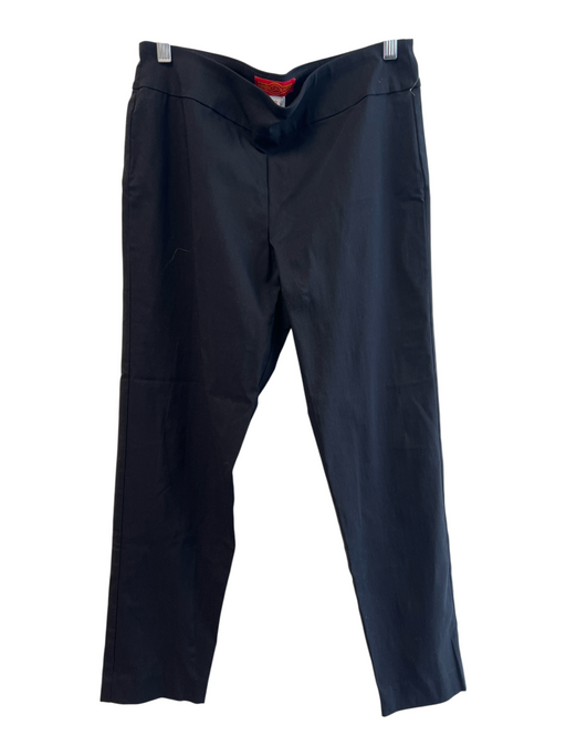 Krazy Larry Size 10 Black Nylon Blend Flat Front Stretch Waist Tapered Leg Pants Black / 10