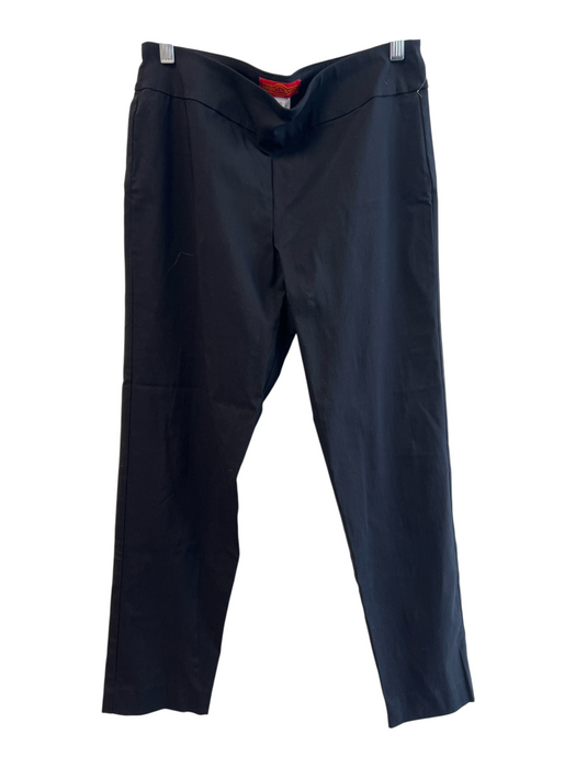 Krazy Larry Size 10 Black Nylon Blend Flat Front Stretch Waist Tapered Leg Pants Black / 10