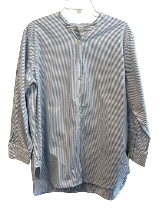 Leset Size Medium Blue & White Cotton Striped Collared buttondown Top Blue & White / Medium