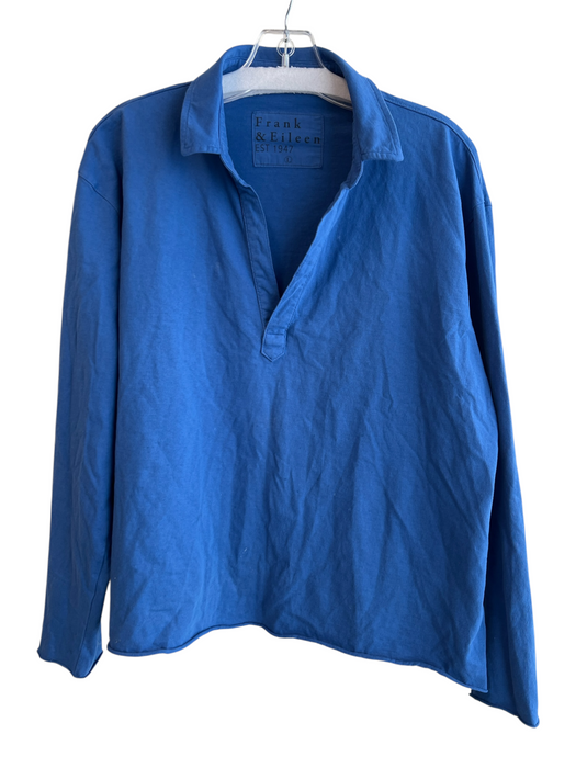 Frank & Eileen Size Medium Royal Blue Cotton V Neck with Collar Long Sleeve Top Royal Blue / Medium