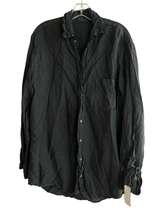 CP Shades Size Large Black Linen Long Sleeve Button Down Collared Top Black / Large