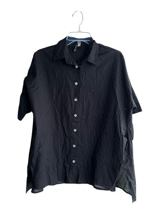 Jewel Toffier Size One Size Black Cotton Short Sleeve Collered buttondown Top Black / One Size