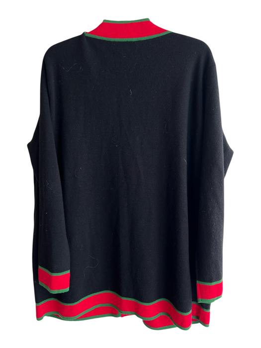 Tuckernuck Size XL Black, Red & Green Wool V Neck Front Button Closure Cardigan Black, Red & Green / XL