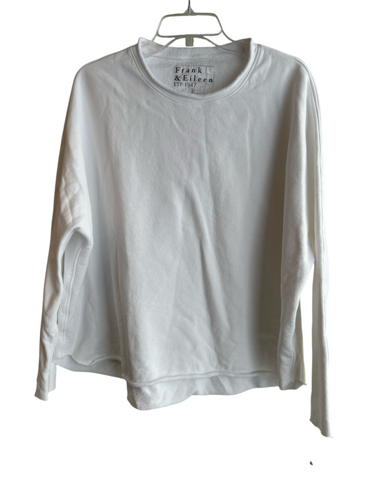 Frank & Eileen Size Large White Cotton Rolled Collar Long Sleeve Sweatshirt White / Large