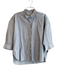 E.M Reitz Size Large Blue & White Cotton Striped 3/4 Sleeve Collared Top Blue & White / Large