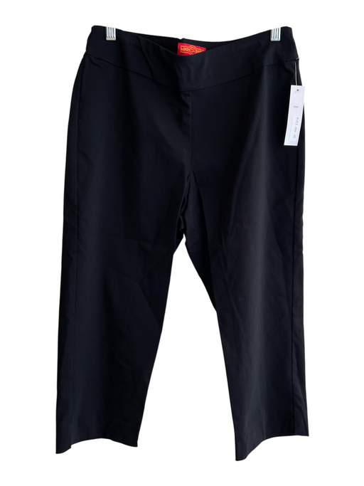 Krazy Larry Size 10 Black Nylon Blend Flat Front Stretch Waist Cropped Pants Black / 10