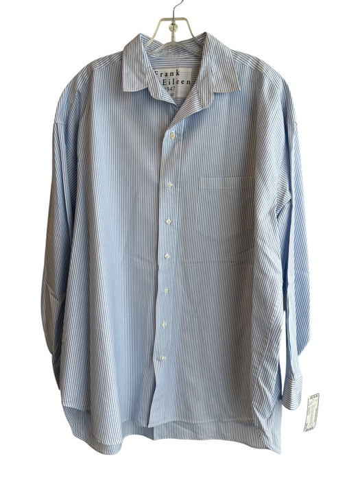 Frank & Eileen Size Medium Blue & White Cotton Striped Long Sleeve Collared Top Blue & White / Medium