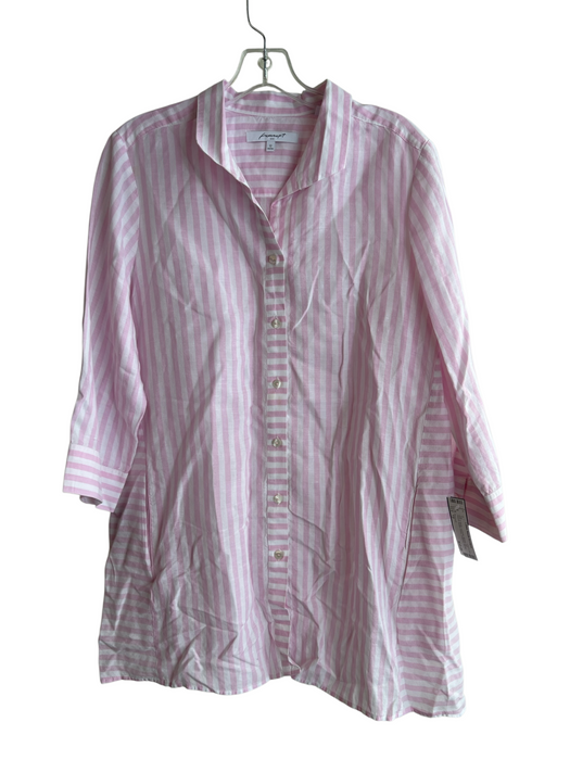 Foxcroft Size 12 Pink & White Lycocell Striped 3/4 Sleeve Button Down Top Pink & White / 12
