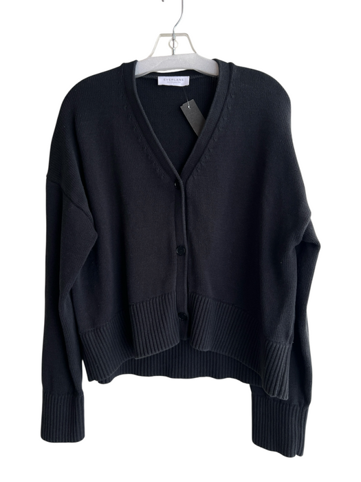 Everlane Size Large Black Cotton Long Sleeve Front Button Closure Cardigan Black / Large