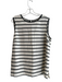 St John Size Large White & Black Silk Striped Sleeveless Back Zip Top White & Black / Large