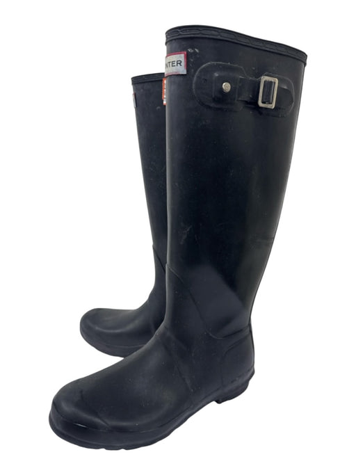 Hunter Shoe Size 8M Black Rubber Rain Boots Knee High Round Almond Toe Boots Black / 8M