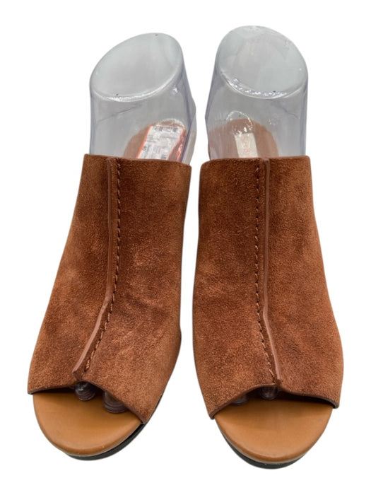 SeeByChloe Shoe Size 40 Brown Leather Suede Open Toe Block Heel Platform Heels Brown / 40
