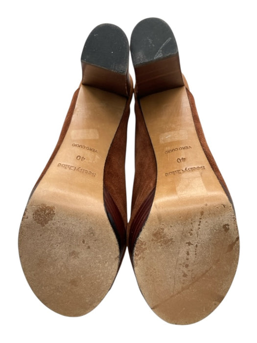 SeeByChloe Shoe Size 40 Brown Leather Suede Open Toe Block Heel Platform Heels Brown / 40