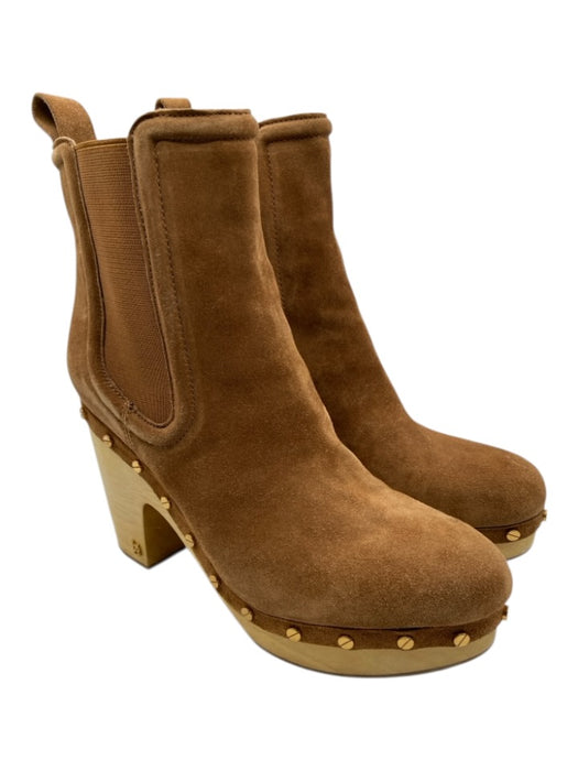 Veronica Beard Shoe Size 9M Brown Suede Block Heel Ankle Studded Boots Brown / 9M