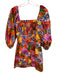 Cara Cara Size XS Orange Multi 100% Cotton Floral Puff 1/2 Sleeve Mini Dress Orange Multi / XS