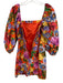 Cara Cara Size XS Orange Multi 100% Cotton Floral Puff 1/2 Sleeve Mini Dress Orange Multi / XS