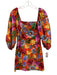 Cara Cara Size XS Orange Multi 100% Cotton Floral Puff 1/2 Sleeve Mini Dress Orange Multi / XS