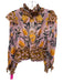 Farm Rio Size XS Purple Multi 100% Cotton Ruffle Detail Floral Long Sleeve Top Purple Multi / XS