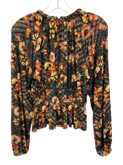 Ulla Johnson Size S Yellow & Green Print Rayon & Elastane Floral Long Sleeve Top Yellow & Green Print / S