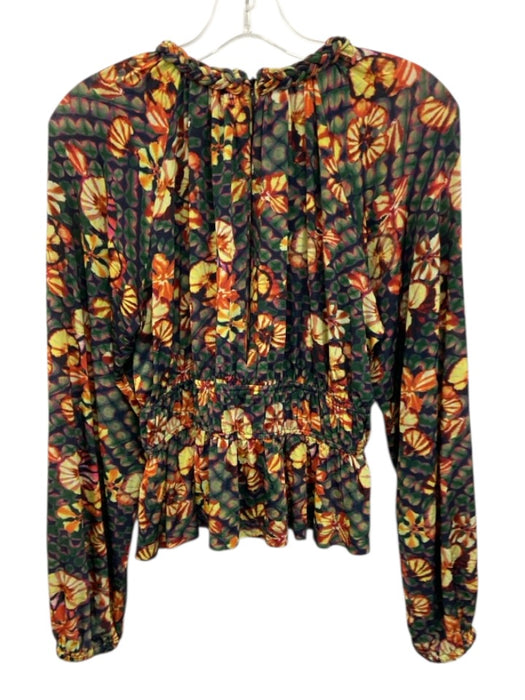 Ulla Johnson Size S Yellow & Green Print Rayon & Elastane Floral Long Sleeve Top Yellow & Green Print / S