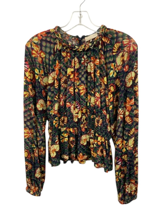 Ulla Johnson Size S Yellow & Green Print Rayon & Elastane Floral Long Sleeve Top Yellow & Green Print / S