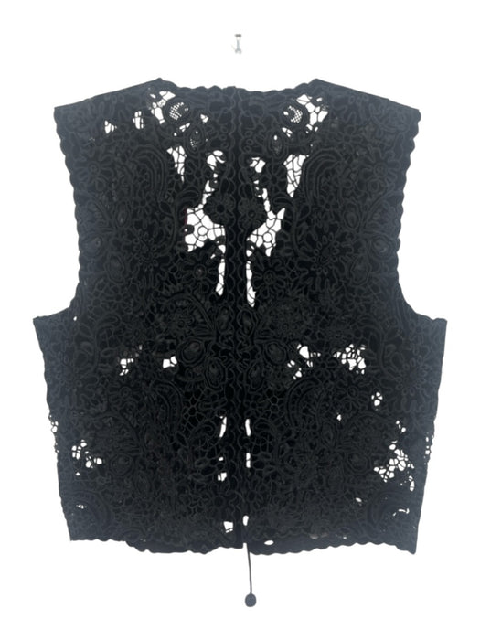 Sea New York Size S Black 100% Cotton Floral Lace Tie & Tassel Detail Vest Black / S