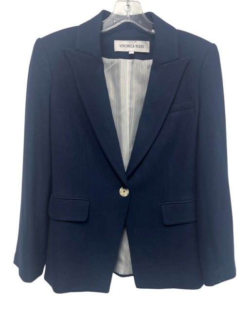 Veronica Beard Size 0 Navy Blue Viscose 1 Button Blazer Jacket Navy Blue / 0