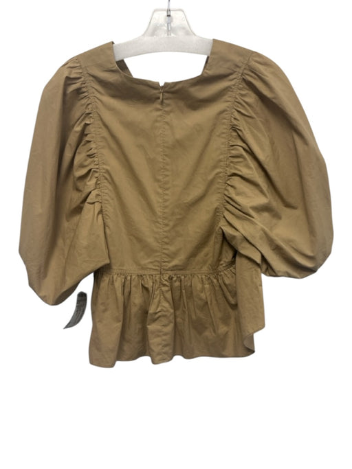 Hunter Bell Size S Tan Cotton Puff Sleeves Back Zip Top Tan / S