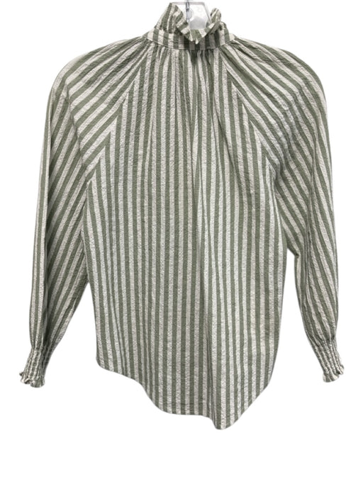 Veronica Beard Jeans Size 0 Green & White Cotton Long Sleeve Striped Top Green & White / 0