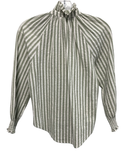 Veronica Beard Jeans Size 0 Green & White Cotton Long Sleeve Striped Top Green & White / 0