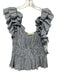 Ulla Johnson Size 2 Blue & White Linen Flutter Cap sleeve Striped boat neck Top Blue & White / 2