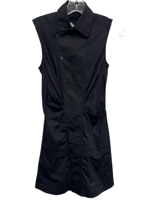 Derek Lam 10 Crosby Size 0 Black Cotton Sleeveless rouched detail Collar Dress Black / 0
