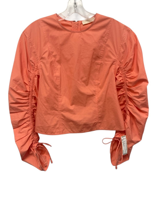 Ulla Johnson Size 2 Pink Cotton Back Zip Ruched Top Pink / 2