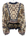 Farm Rio Size XS Cream & Multi Cotton floral print Top Cream & Multi / XS