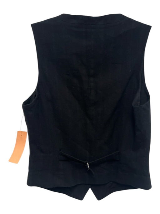 Rag & Bone Size 2 Black Cotton Blend Sleeveless Button Front Welt Pocket Top Black / 2