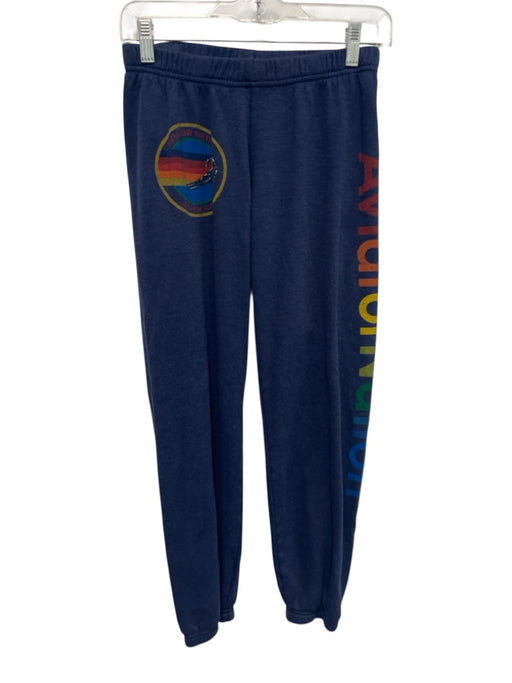 Aviator Nation Size Medium Blue & Multi Cotton Elastic Waist Logo Jogger Pants Blue & Multi / Medium