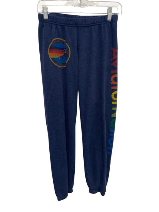 Aviator Nation Size Medium Blue & Multi Cotton Elastic Waist Logo Jogger Pants Blue & Multi / Medium