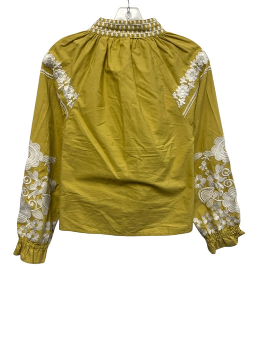 Julia Amory Size XS Yellow & White Cotton Elastic Waist Split Neck Short Set Yellow & White / XS