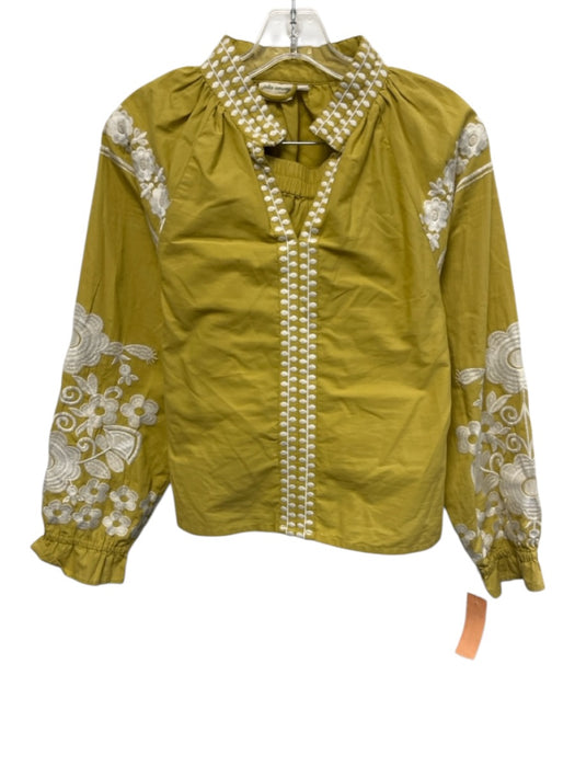 Julia Amory Size XS Yellow & White Cotton Elastic Waist Split Neck Short Set Yellow & White / XS