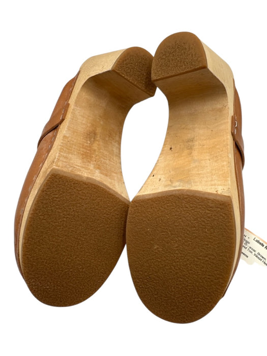 Hasbeens Shoe Size 36 Brown Leather Upper Round Toe Wood Heel Clogs Brown / 36