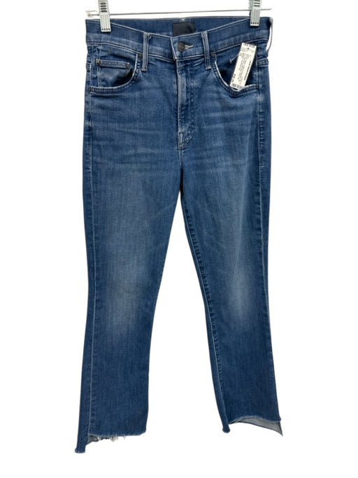 Mother Size 25 Medium Wash Cotton & Polyester Zip Fly High Rise Raw Hem Jeans Medium Wash / 25